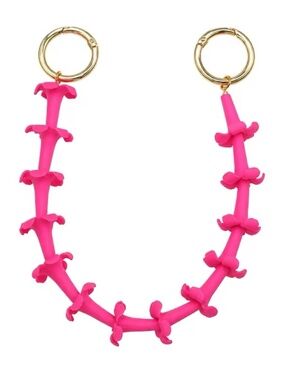 Pink Floral Purse Charm Gold Ring Handbag Chain Accessory